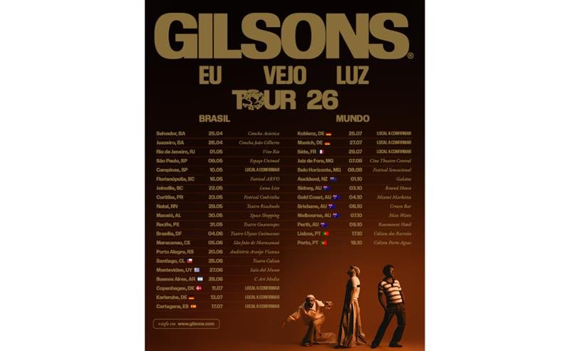 Gilsons lança tour mundial com mais de 30 shows confirmados